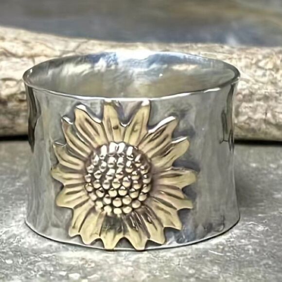 Sunflower Boho Wide Band Ring #750 - Picture 7 of 7